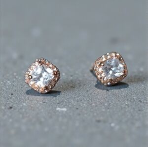 Elegant Rose Gold and Silver Stud Earrings